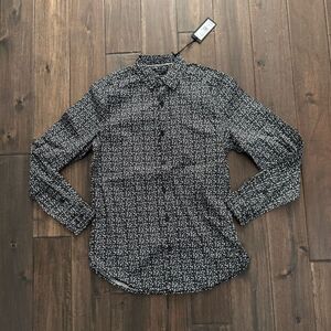 Kenneth Cole Black & White Floral Button Down Shirt Slim Fit S NWT